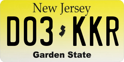 NJ license plate D03KKR