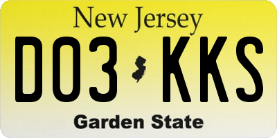 NJ license plate D03KKS