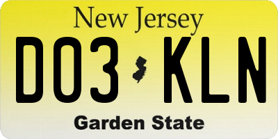 NJ license plate D03KLN