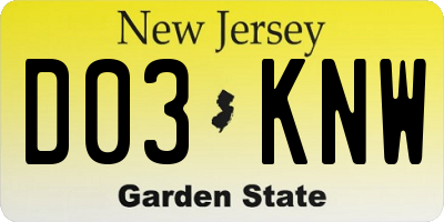 NJ license plate D03KNW