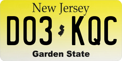 NJ license plate D03KQC