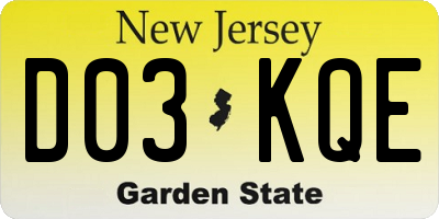 NJ license plate D03KQE