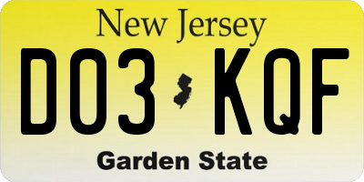 NJ license plate D03KQF
