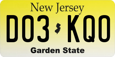 NJ license plate D03KQO