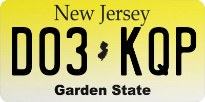 NJ license plate D03KQP