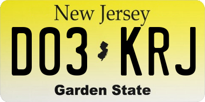 NJ license plate D03KRJ