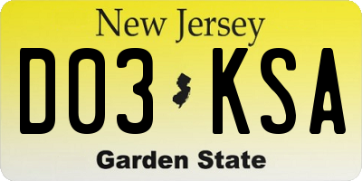 NJ license plate D03KSA