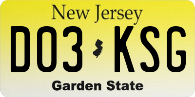 NJ license plate D03KSG