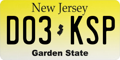 NJ license plate D03KSP