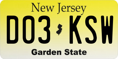 NJ license plate D03KSW