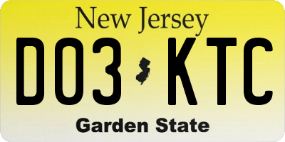 NJ license plate D03KTC