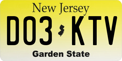 NJ license plate D03KTV