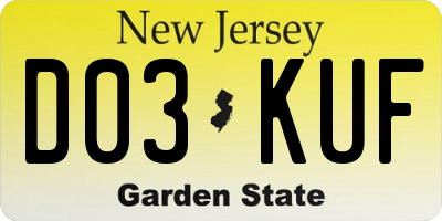 NJ license plate D03KUF