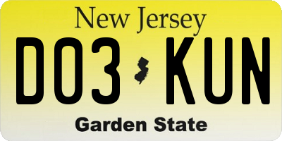 NJ license plate D03KUN