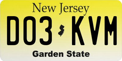 NJ license plate D03KVM
