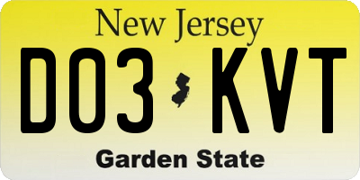 NJ license plate D03KVT