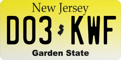 NJ license plate D03KWF