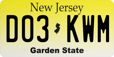 NJ license plate D03KWM