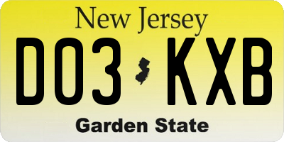 NJ license plate D03KXB