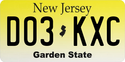 NJ license plate D03KXC