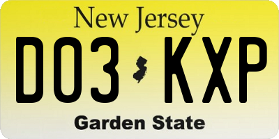 NJ license plate D03KXP