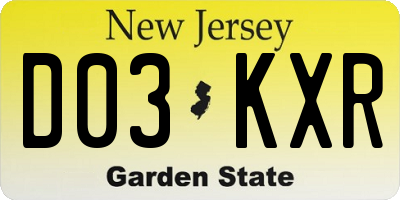 NJ license plate D03KXR