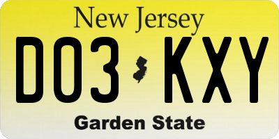NJ license plate D03KXY
