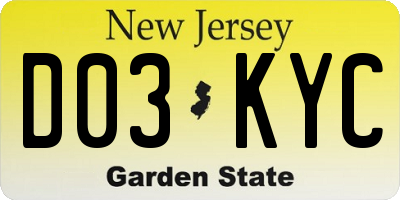 NJ license plate D03KYC