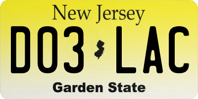 NJ license plate D03LAC