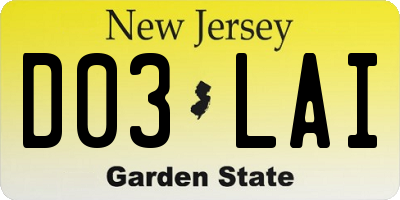 NJ license plate D03LAI