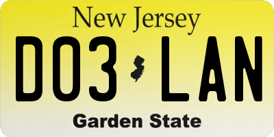 NJ license plate D03LAN