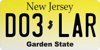 NJ license plate D03LAR