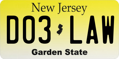 NJ license plate D03LAW