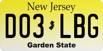 NJ license plate D03LBG