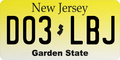 NJ license plate D03LBJ