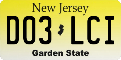 NJ license plate D03LCI