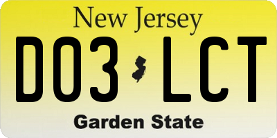 NJ license plate D03LCT