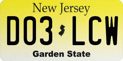 NJ license plate D03LCW