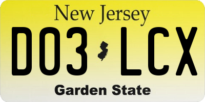 NJ license plate D03LCX