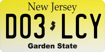NJ license plate D03LCY