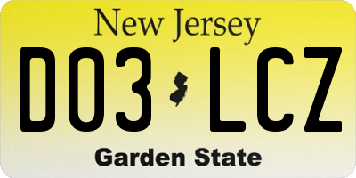 NJ license plate D03LCZ
