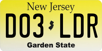 NJ license plate D03LDR