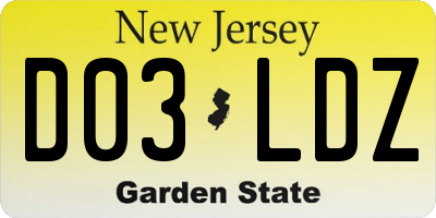NJ license plate D03LDZ