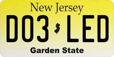 NJ license plate D03LED