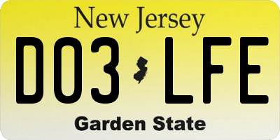 NJ license plate D03LFE