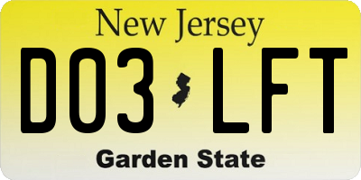 NJ license plate D03LFT