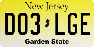 NJ license plate D03LGE