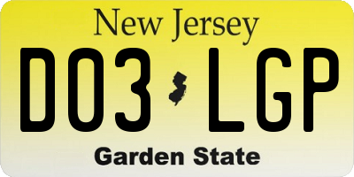 NJ license plate D03LGP