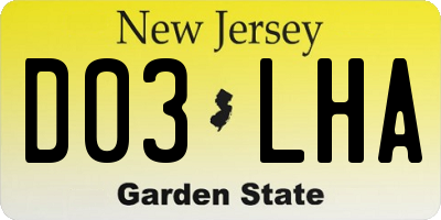 NJ license plate D03LHA