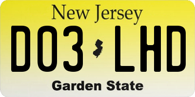 NJ license plate D03LHD